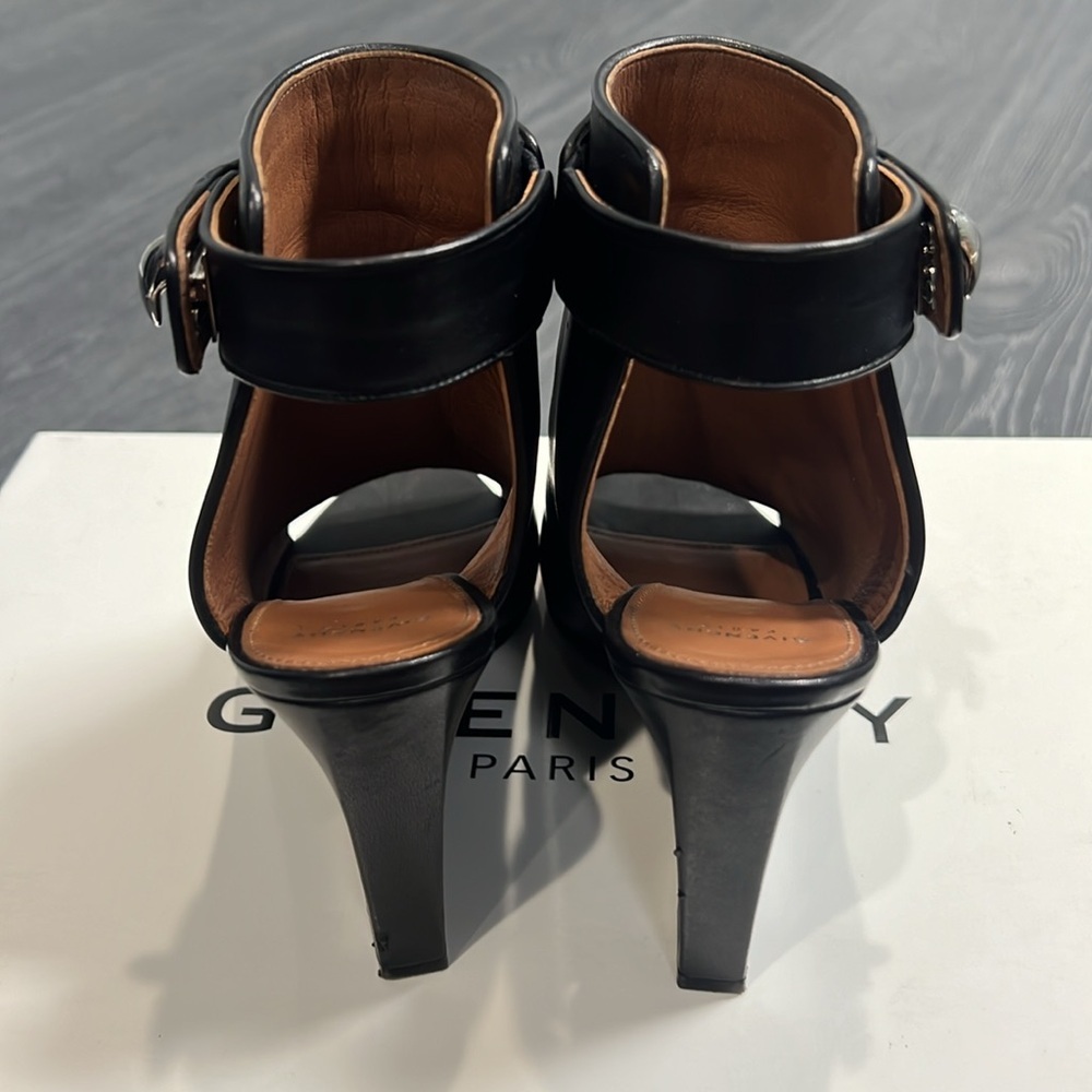 Givenchy Black Leather Wedge Sandals - Picture 3 of 10